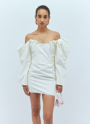 Jacquemus La Robe Taffeta Mini Dress Cream jac0254014