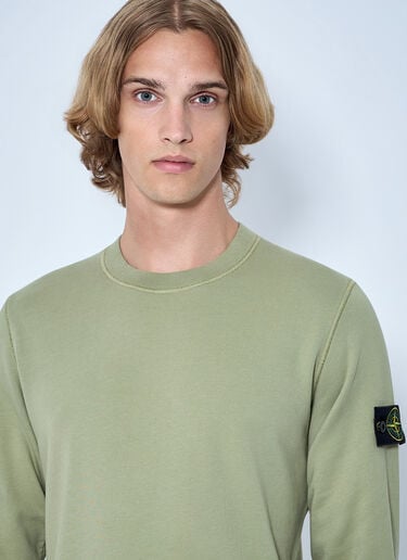 LN-CC® - Stone Island: Crewneck Sweatshirt with Arm Patch - Green Stone Island Crewneck Sweatshirt with Arm Patch Green sto0165046