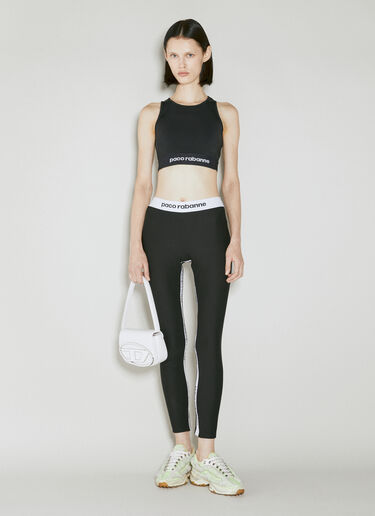 Rabanne Logo Cropped Tank Top Black pac0253029