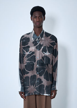 Dries Van Noten Floral Silk Shirt Brown dvn0160010