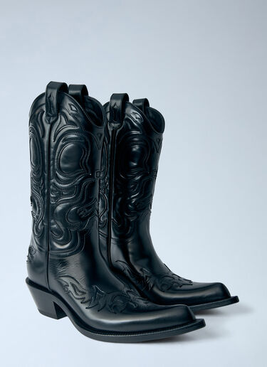LN-CC® - Acne Studios: Western Leather Boots - Black Acne Studios Western Leather Boots Black acn0265048