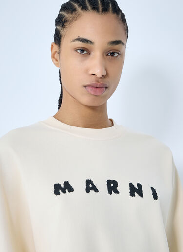 Marni Logo Print Sweatshirt Beige mni0259002