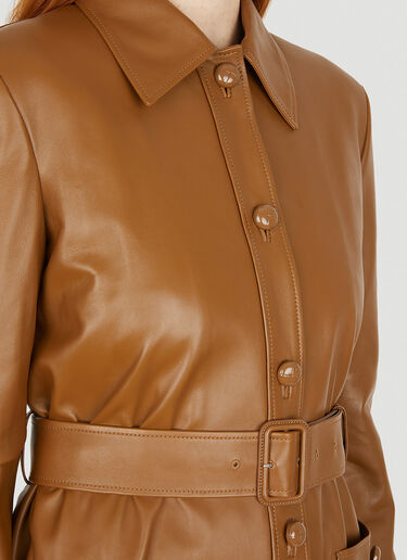 Gucci Button Down Leather Jacket Brown guc0251197