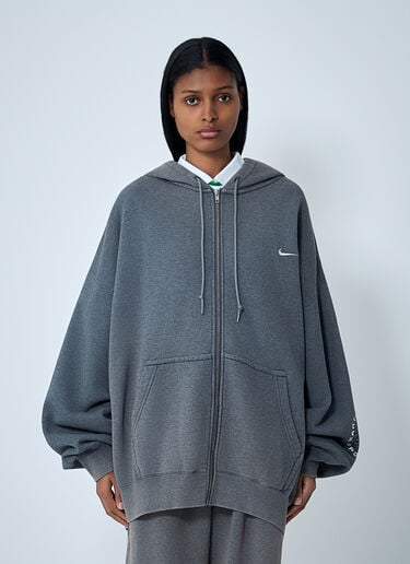 Nike x Martine Rose Logo Motif Hooded Zip-Up Sweatshirt Grey nik0362111