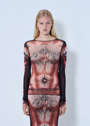 Jean Paul Gaultier Re-Edition Safe Sex Tattoo Longsleeve Top Brown jpg0264025