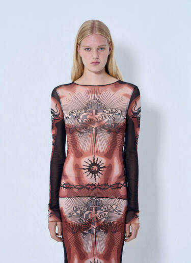 Jean Paul Gaultier Re-Edition Safe Sex Tattoo Longsleeve Top Brown jpg0264025