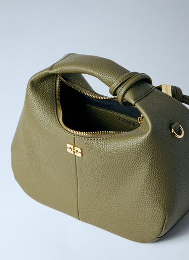 LN-CC® - GANNI: Hobo Mini Grained Handbag - Olive GANNI Hobo Mini Grained Handbag Olive gan0265048