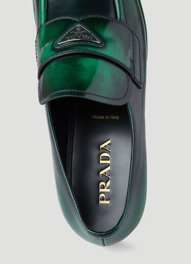 Prada Brushed Leather Loafers Green pra0146011