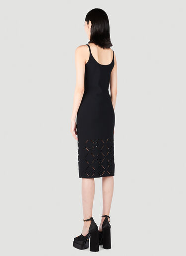 Versace 斜纹镂空下摆针织中长连衣裙 黑色 vrs0251018