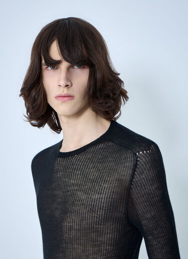 Rick Owens Sheer Knit Long Sleeve Top Black ric0164002