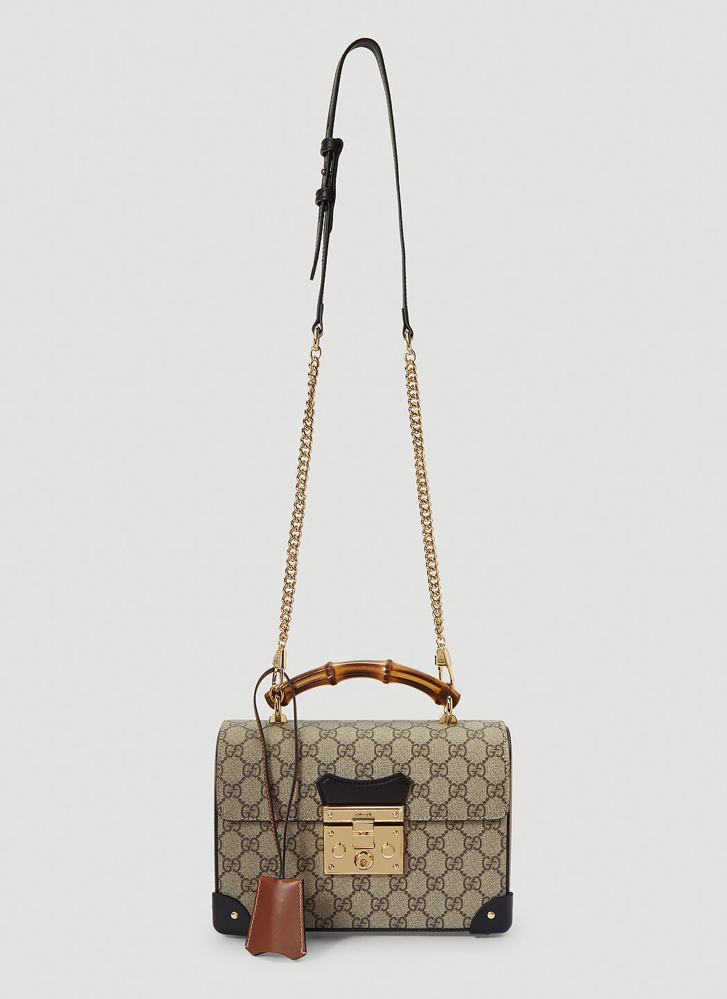 Gucci Padlock GG Small Bamboo Shoulder Bag in Brown LN CC