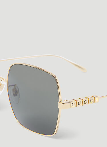 Gucci Lettering Square Sunglasses Gold gus0254007