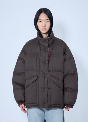 Miu Miu Padded Jacket with High Collar Brown miu0264223
