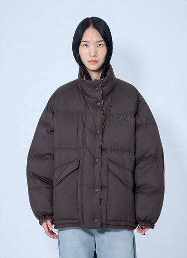 Miu Miu Padded Jacket with High Collar Brown miu0264223