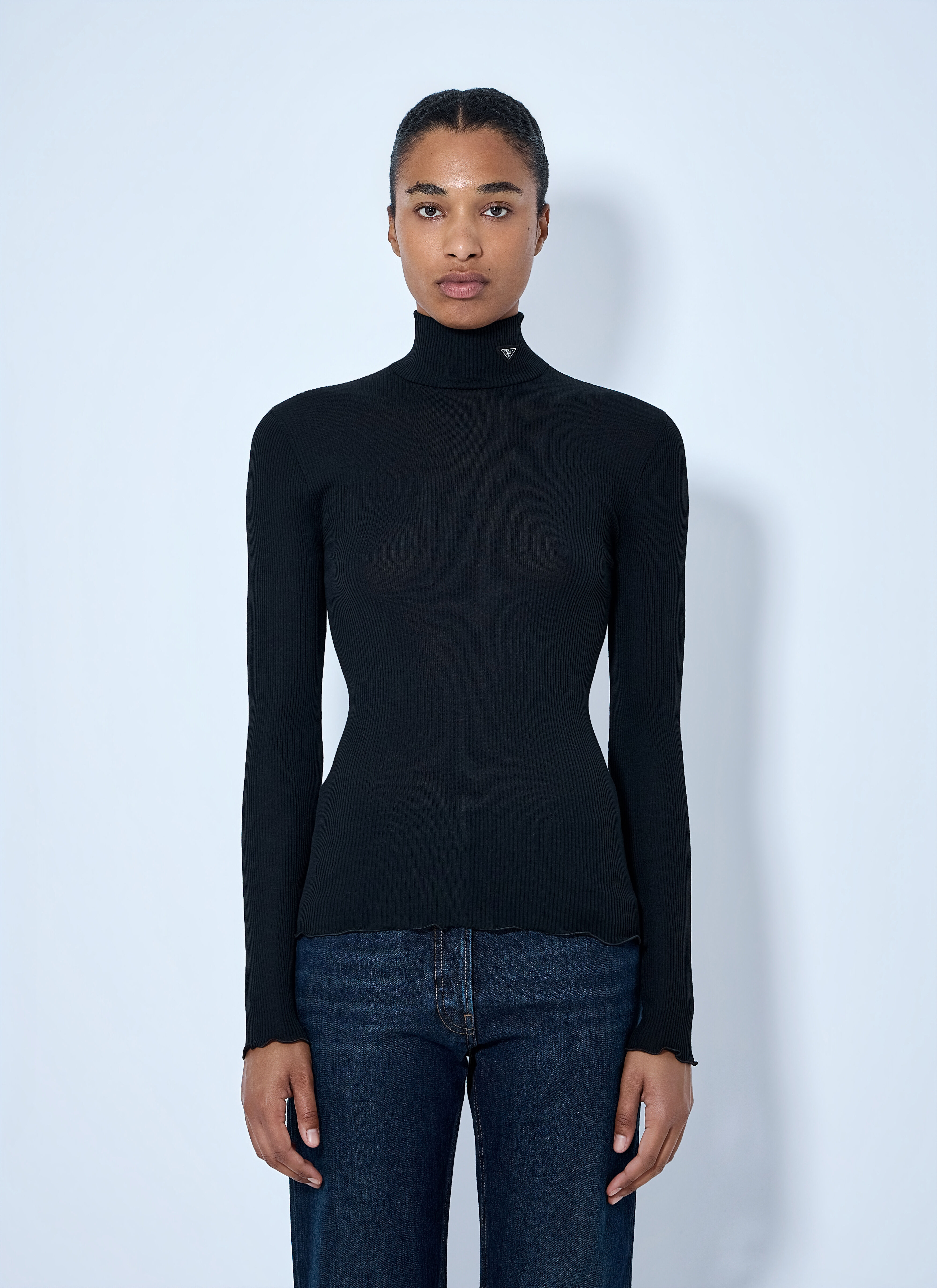 Prada Women's' Ribbed Turtleneck Top in Black | LN-CC®