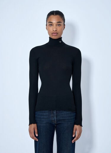 LN-CC® - Prada: Ribbed Turtleneck Top - Black Prada Ribbed Turtleneck Top Black pra0265904