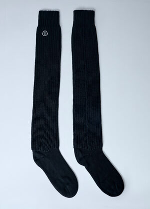 Moncler x Rick Owens Ribbed Knit Knee-High Socks Black mcs0363024
