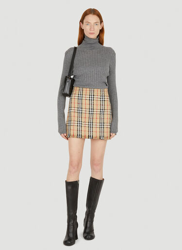 Burberry 格纹流苏半身裙 米色 bur0251030