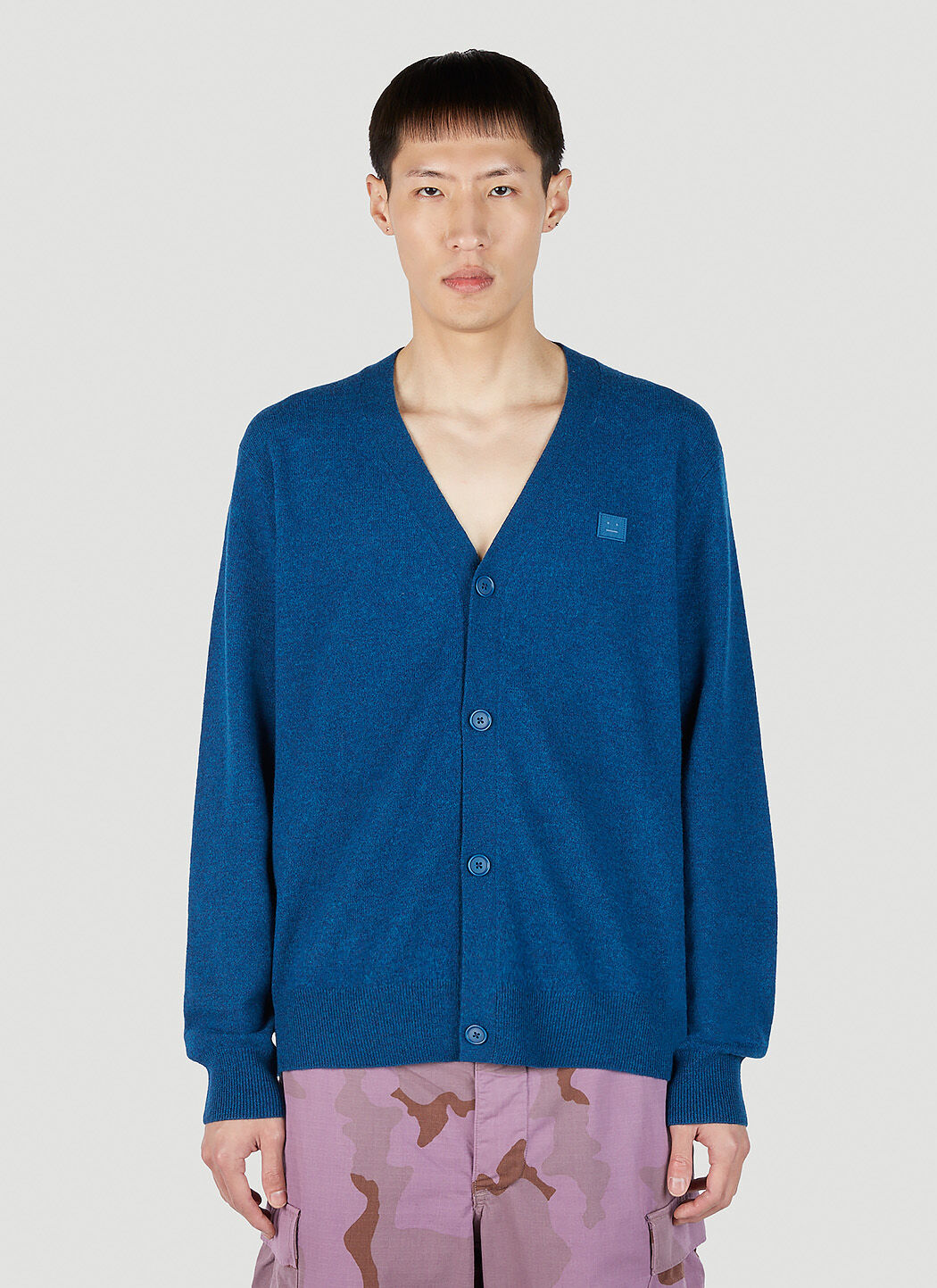 Acne Studios Face Patch Cardigan in Blue LN CC