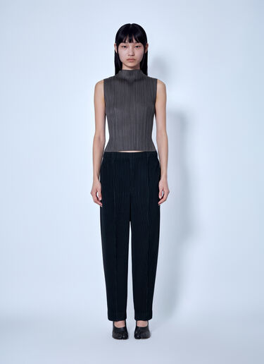 LN-CC® - Pleats Please Issey Miyake: August Colors High-Neck Top - Dark Grey Pleats Please Issey Miyake August Colors High-Neck Top Dark Grey plp0266065