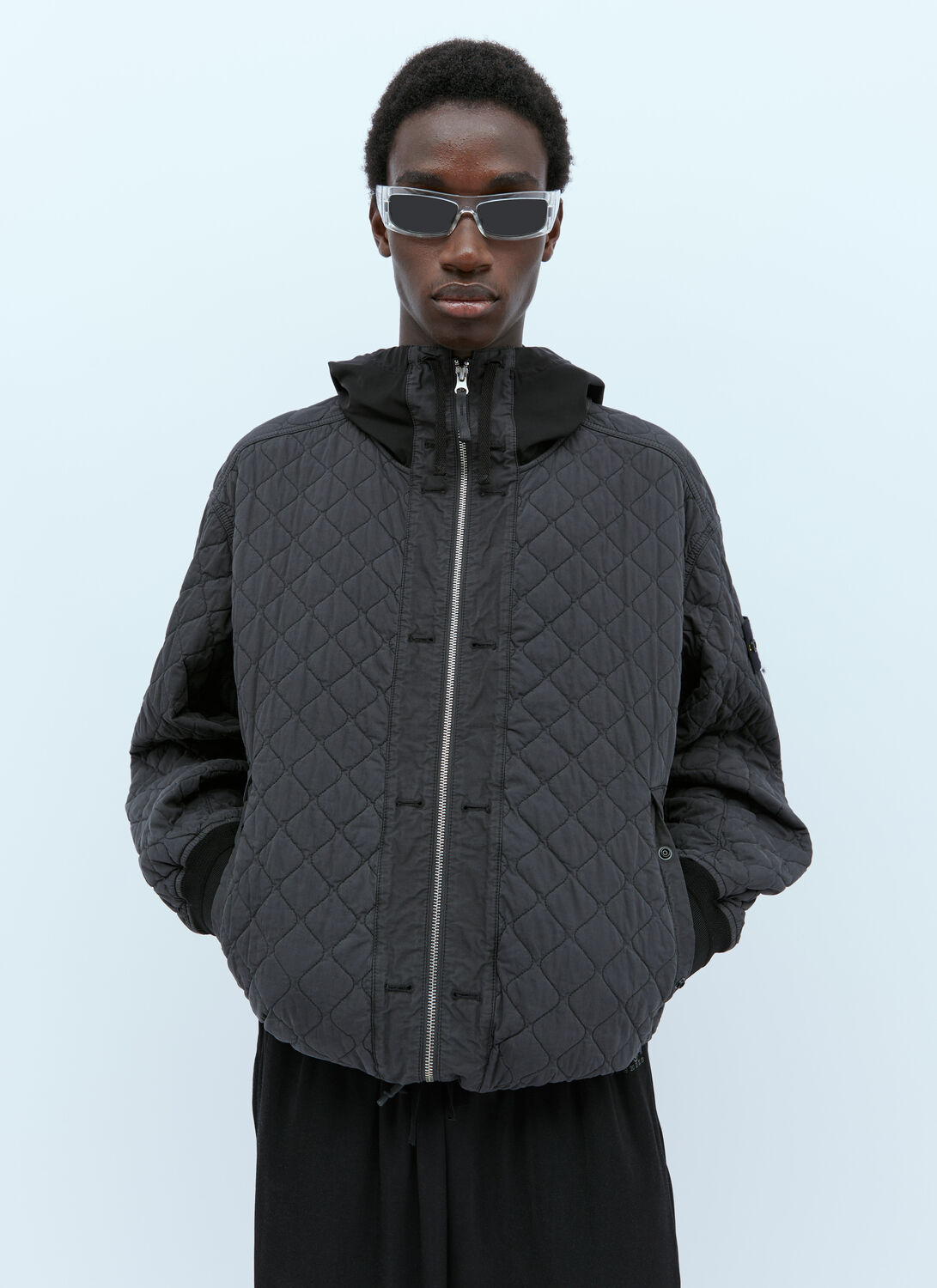 STONE ISLAND QUILTED HOODED JACKET