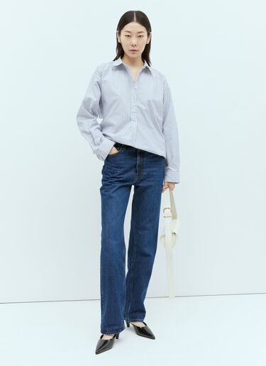 Striped Half-Placket Shirt TOTEME Striped Half-Placket Shirt Blue tot0255037