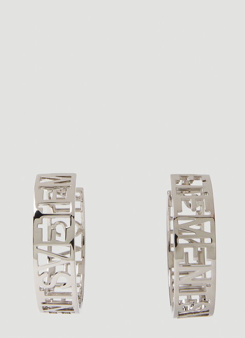 Balenciaga Logo Hoop Earrings Silver bal0252104