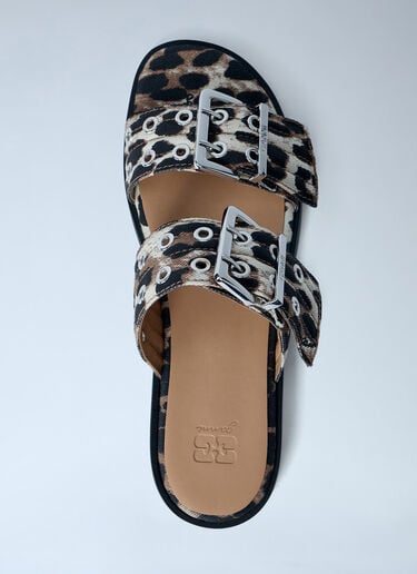 GANNI Buckle Two Strap Sandals Brown gan0263057