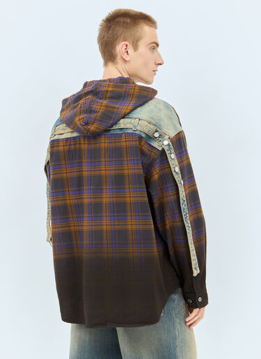 Acne Studios Hooded Button-Up Check Shirt Brown acn0158006