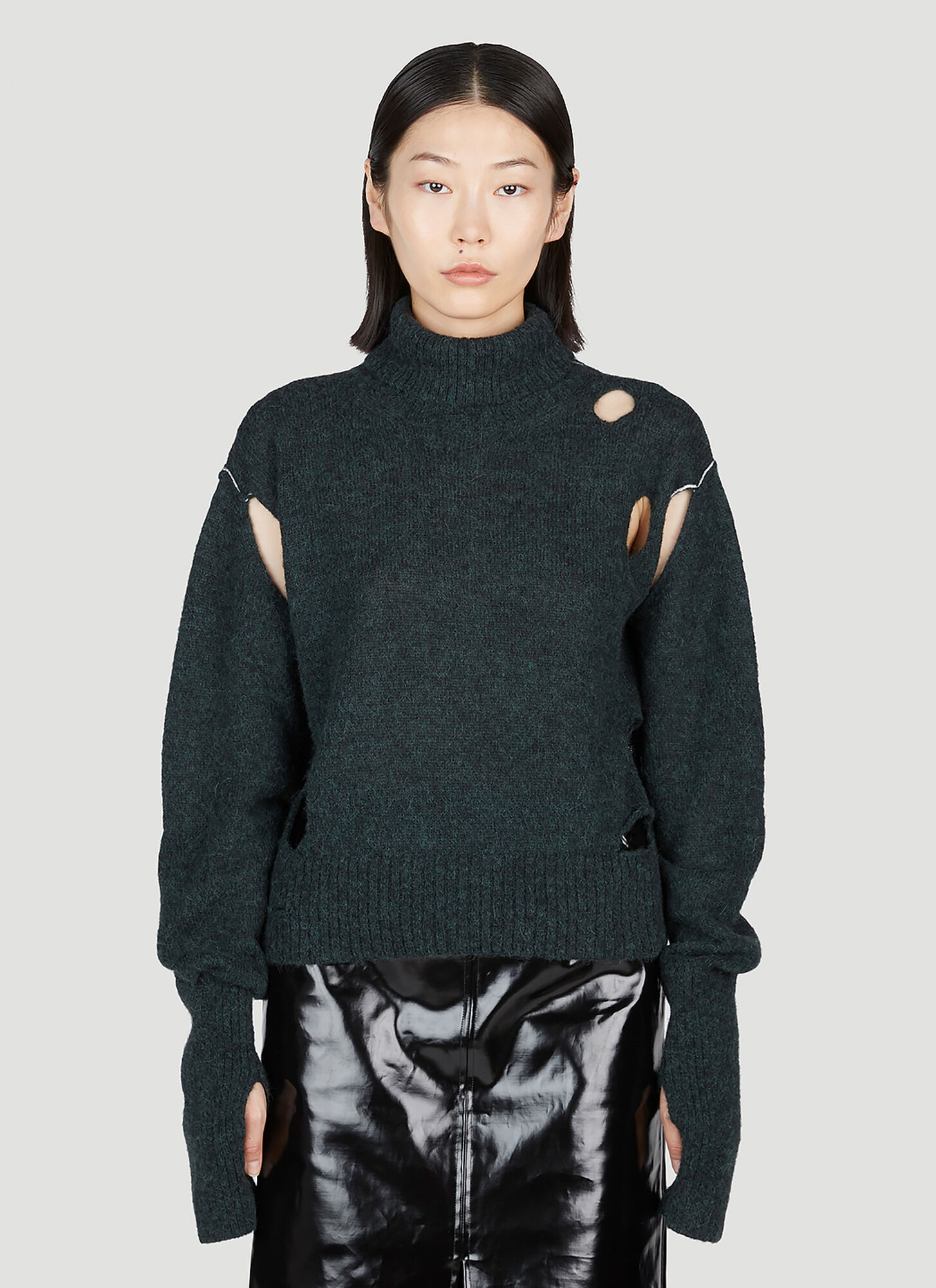 Mm6 Maison Margiela Cut Out Sweater In Green
