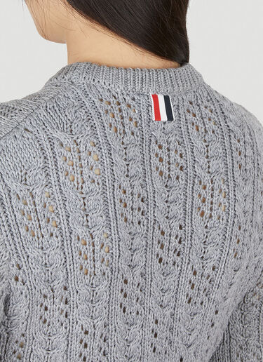 Thom Browne Cable Knit Jumper Grey thb0249013