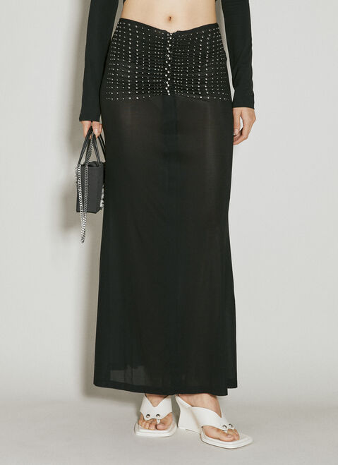 Rabanne Stud Embellished Ruched Midi Skirt Black pac0253006