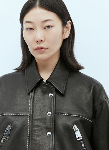 KHAITE Herman Leather Biker Jacket Black kha0253005