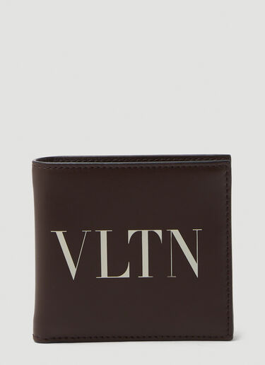 Valentino 双折徽标印花钱包 酒棕 val0149043
