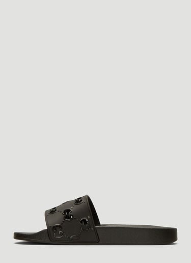 Gucci GG Cut-Out Rubber Slides Black guc0137082