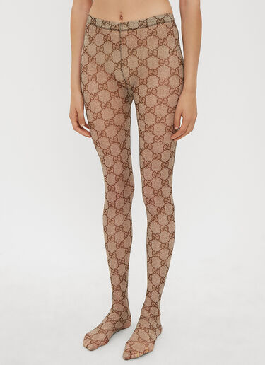 Gucci Beige & Brown GG Tights