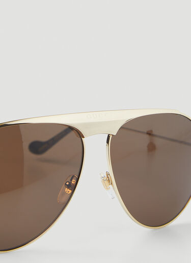 Gucci Logo Engraved Aviator Sunglasses Brown guc0145160