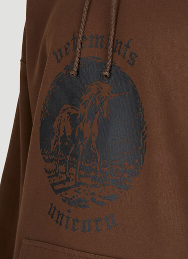 VETEMENTS Unicorn Print Hooded Sweatshirt Brown vet0147010