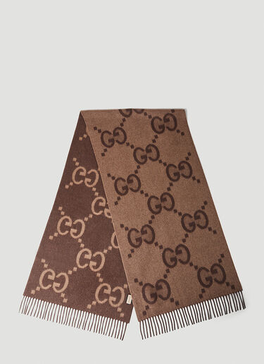 Gucci GG Jacquard Scarf Brown guc0351003