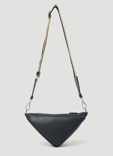 Prada Embossed Triangle Crossbody Bag Black pra0152096