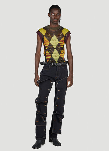 Y/Project x Jean Paul Gaultier 트롱프뢰유 아가일 스웨터 탑 옐로우 ypg0152009