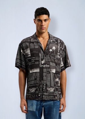 Palm Angels PaxLaTimes News Shirt Black pma0162042