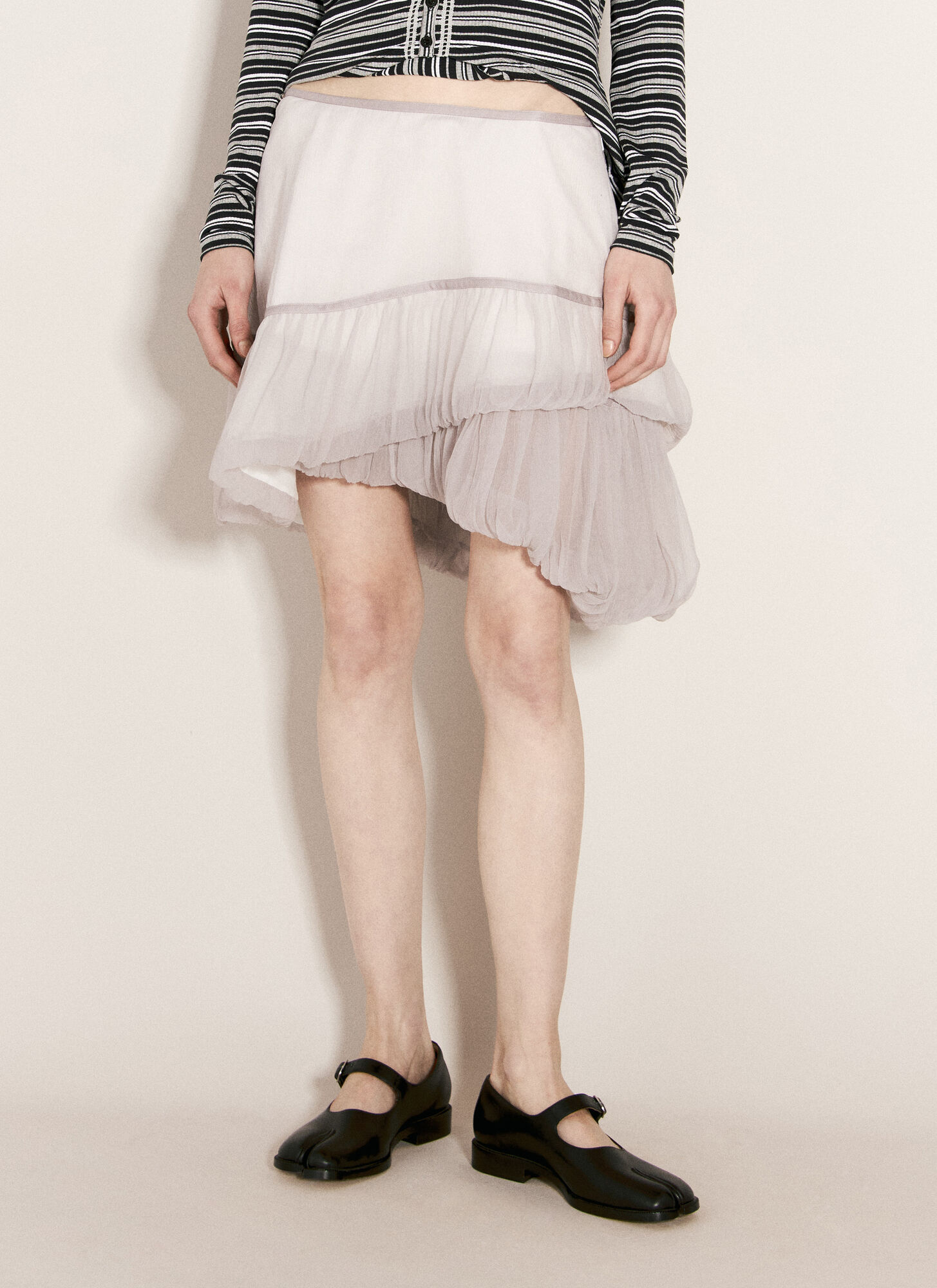 Shop Kiko Kostadinov Diagonal Gathered Skirt In Grey