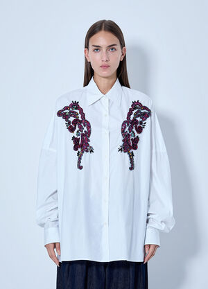 Dries Van Noten Embroidered Casia Oversized Shirt White dvn0265004