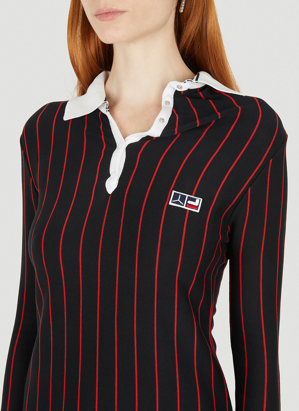 Y Project x FILA Women s Striped Polo Dress in Black LN CC