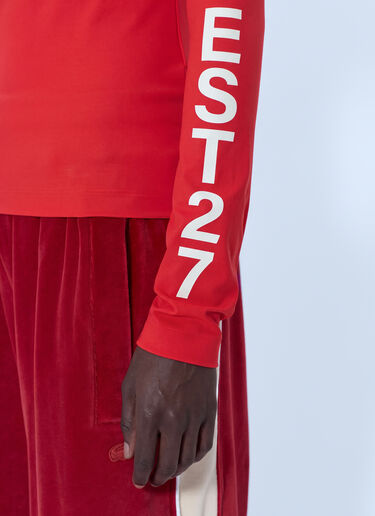LN-CC® - Lacoste: Runway High Neck Printed Stretch T-shirt - Red Lacoste Runway High Neck Printed Stretch T-shirt Red lac0266002
