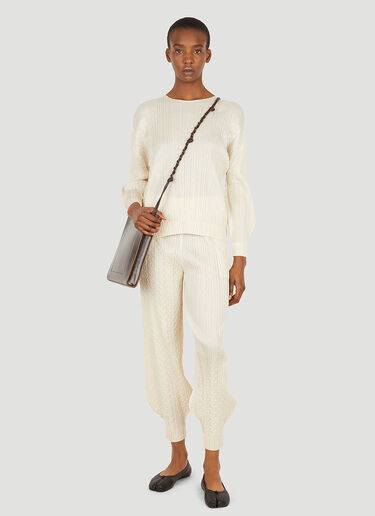 Pleats Please Issey Miyake Cable Stitch Pants Beige plp0251006