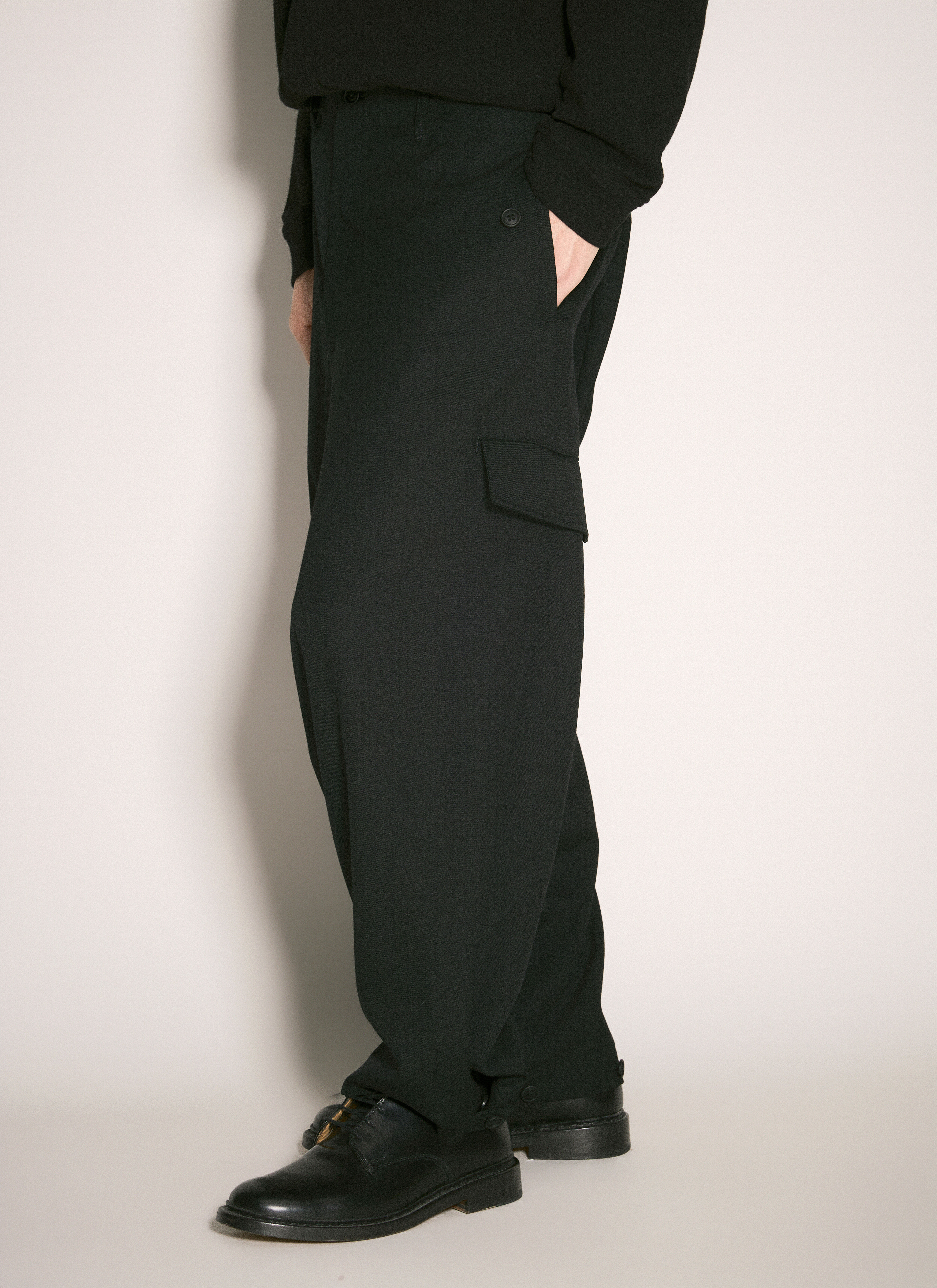Yohji Yamamoto Men's' Tab Wide Pants in Black | LN-CC®