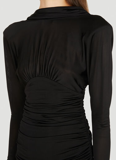 Saint Laurent 주름 장식 미니 드레스 블랙 sla0249052