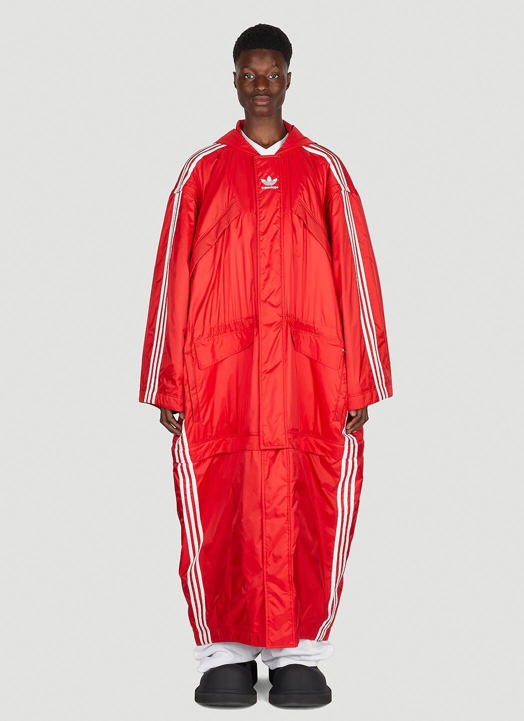 Balenciaga x adidas Logo Print Parka Coat Red axb0151003